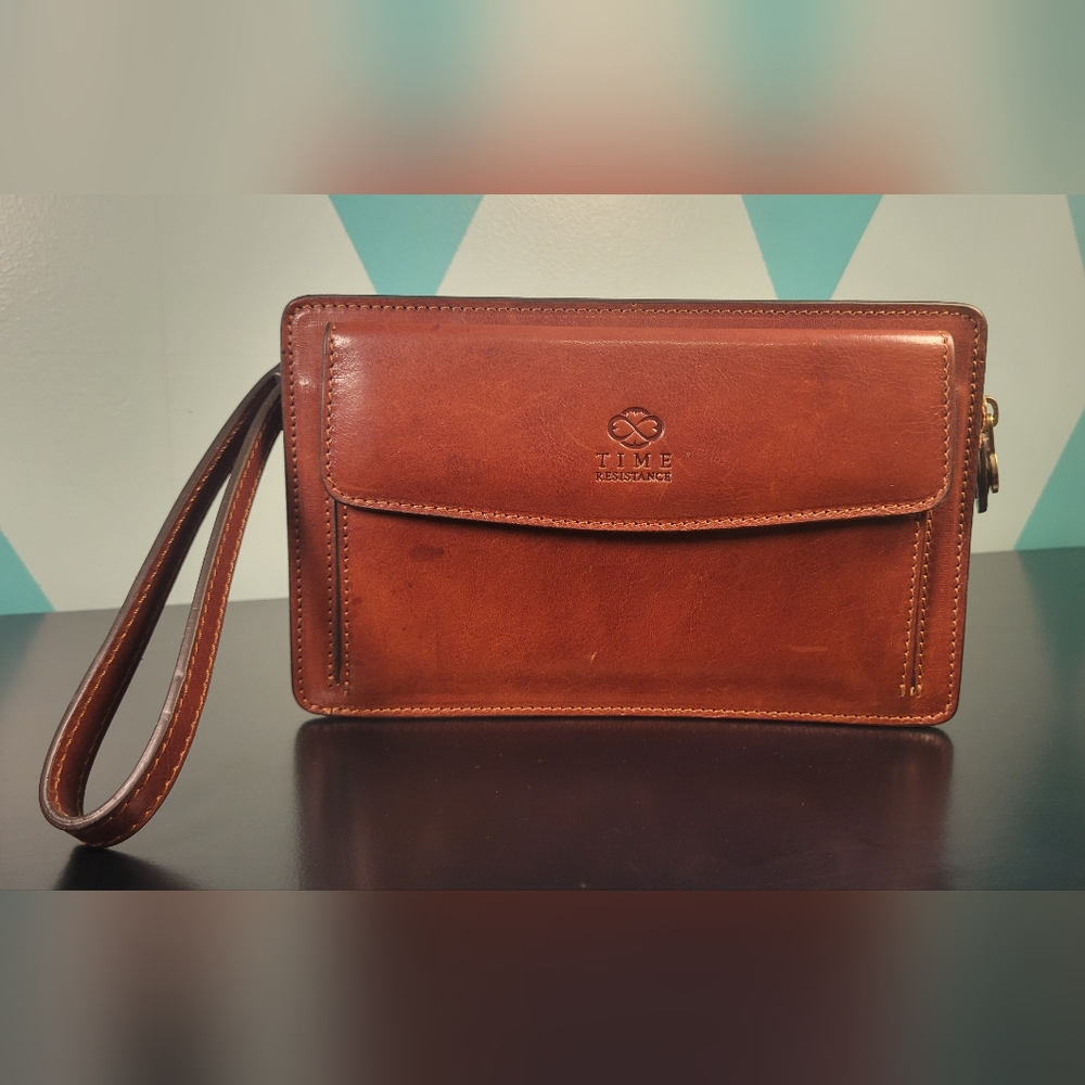 Time Resistance Brown Leather Satchel Purse Bag For Men And Women